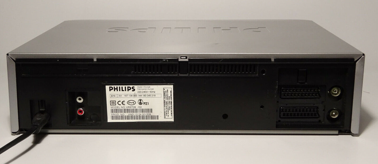 VHS Videorecorder Philips VR 670 6 head HiFi Stereo blau-silber 1 Jahr Garantie